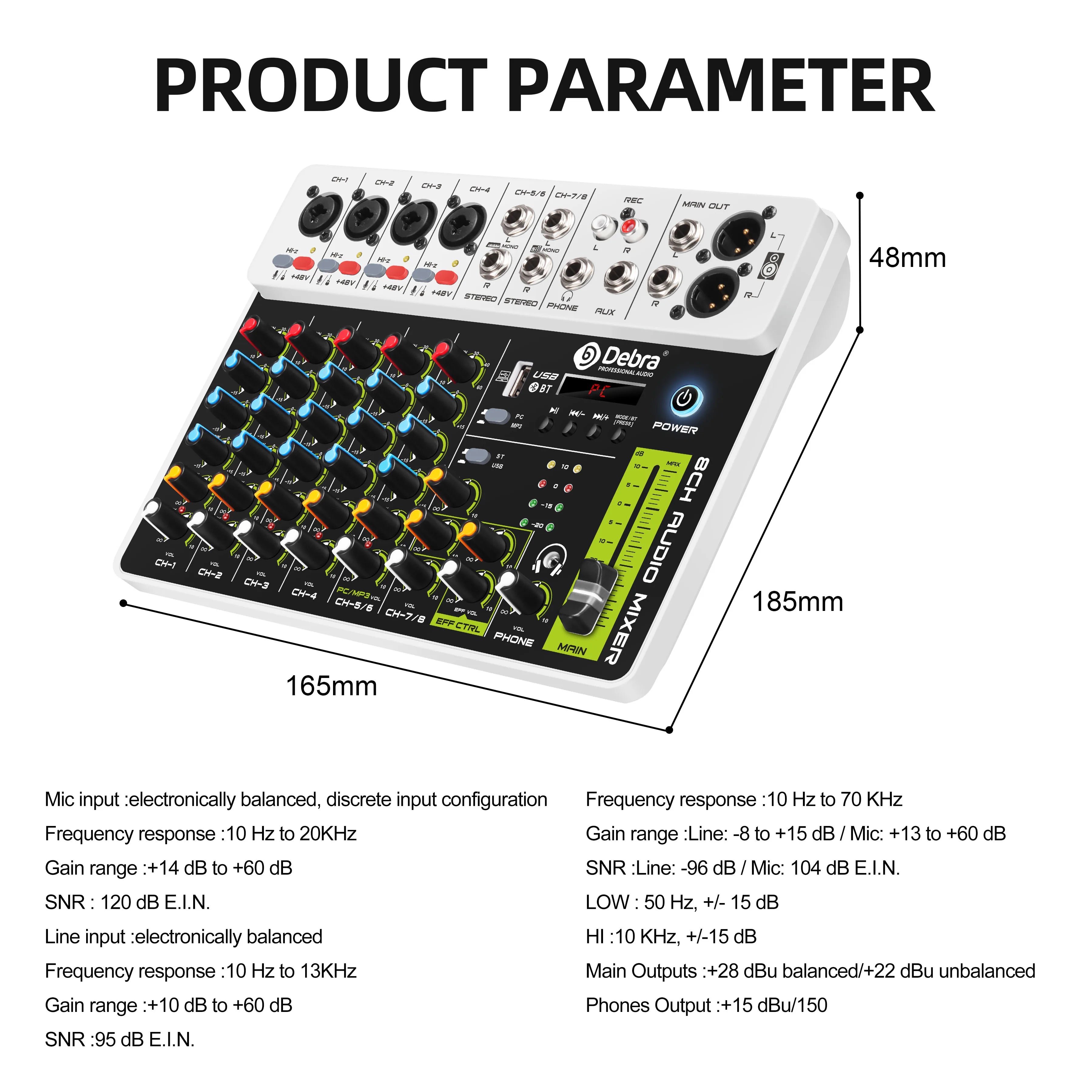 Mixing DJ Controller/Audio Console Mixer Sound Speaker Professional Mixer Audio Digital Audio Mixer V8