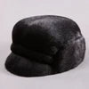 Genuine Leather Aviator Hat With Full Mink Fur — Black | KIMLUD