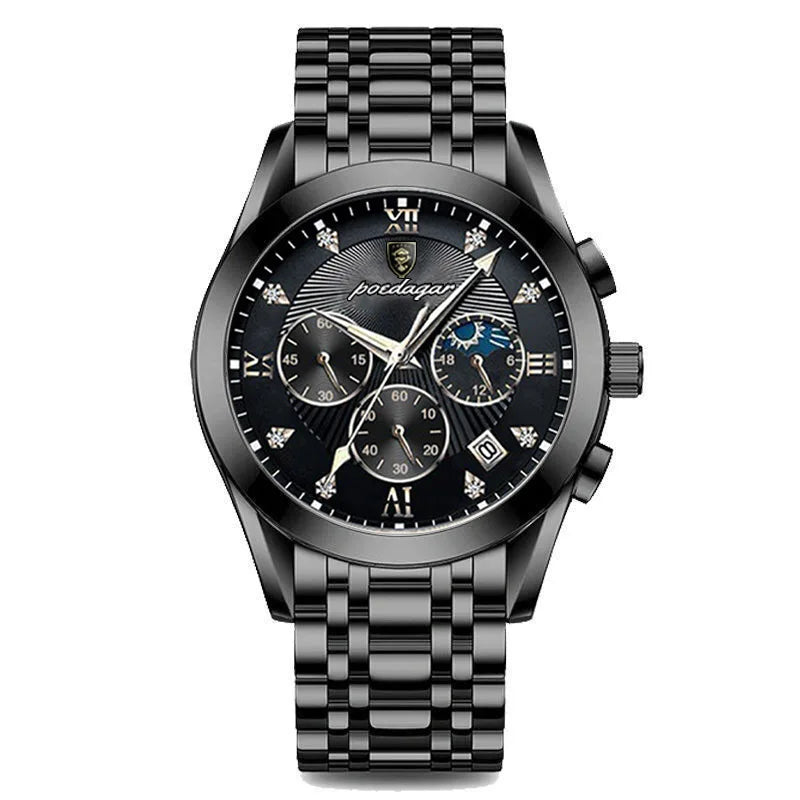 Top Brand Men Watch POEDAGAR Fashion Business Watch Automatic Date Luminous Pointer Leather Wristband Waterproof  Clock