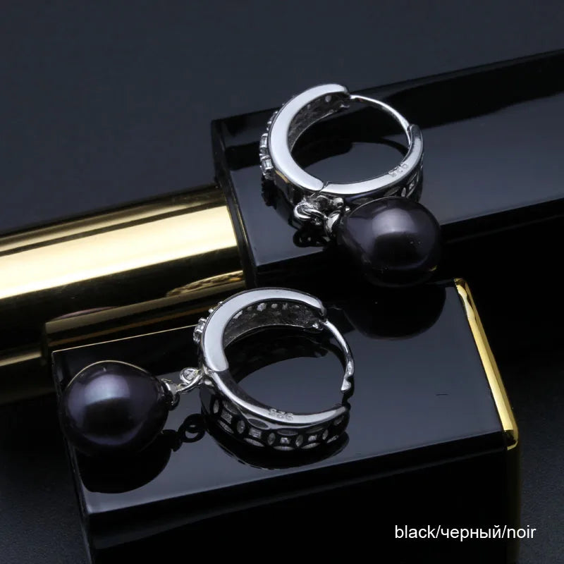 White Fine Pearl Earrings Natural Freshwater Pearl 925 Sterling Silver Pearl Hoop Earrings Jewelry For Woman Gift