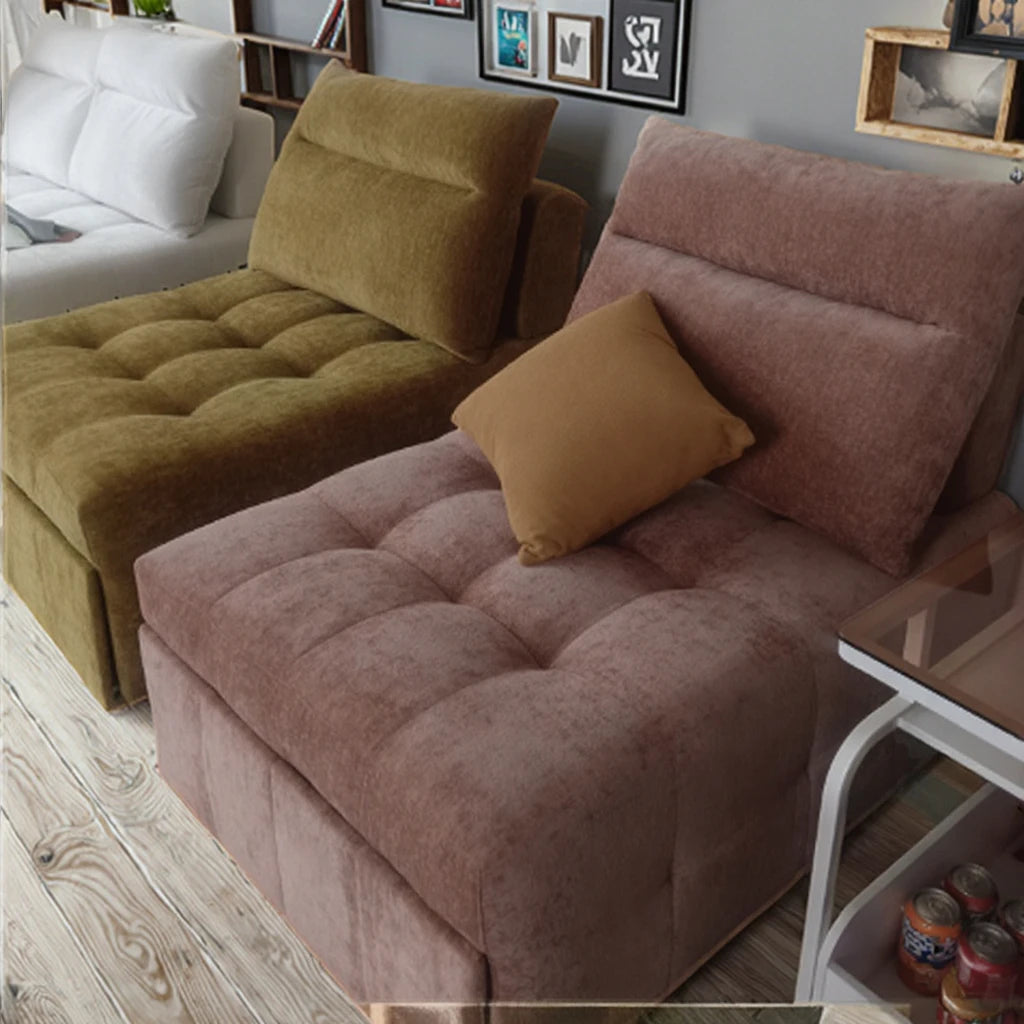 Chesterfield Style Single Seat Fabric Sofa Small Unit Pull-Out Dual-Purpose Foldable Extendable Sponge Filling for Living Room