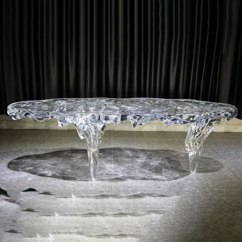 Epoxy Resin Dining Table Irregular Waterfall Edge — Clear | KIMLUD