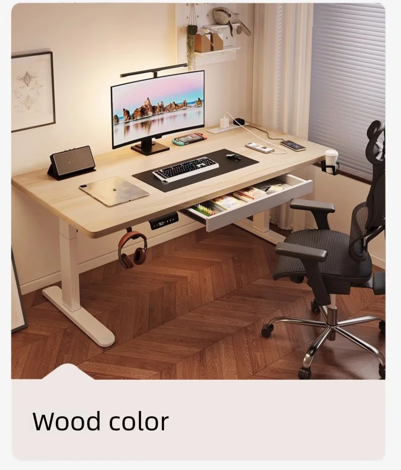 Solid Wood Standing Desk With Drawer — Dark Walnut | KIMLUD