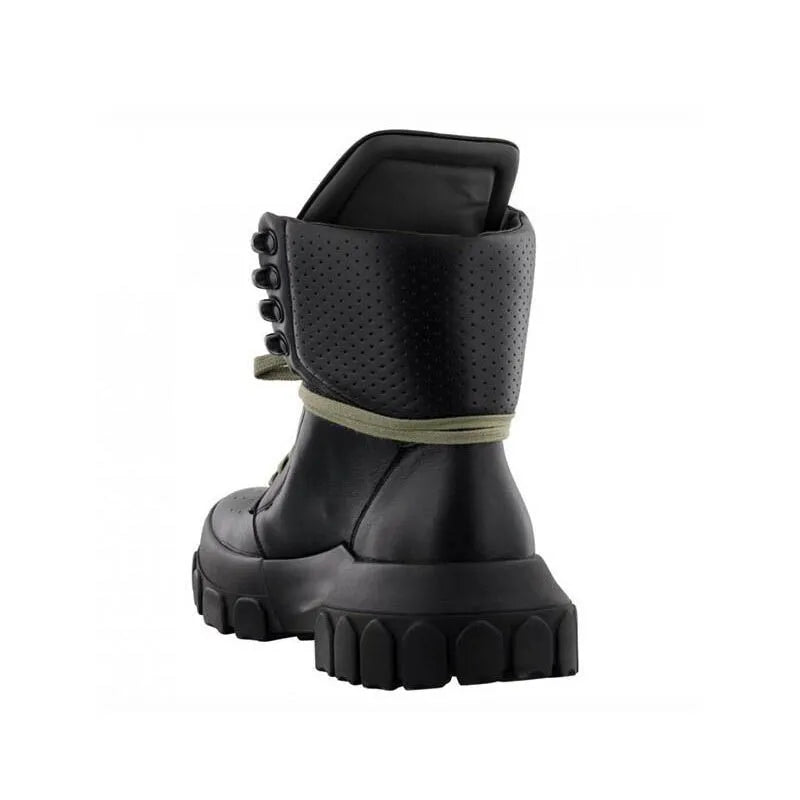 Punk Winter Men Lace Up Tactical Platform Ankle Boots Med Heels Platform Work Safety Shoes Army Genuine Leather Boots Homme