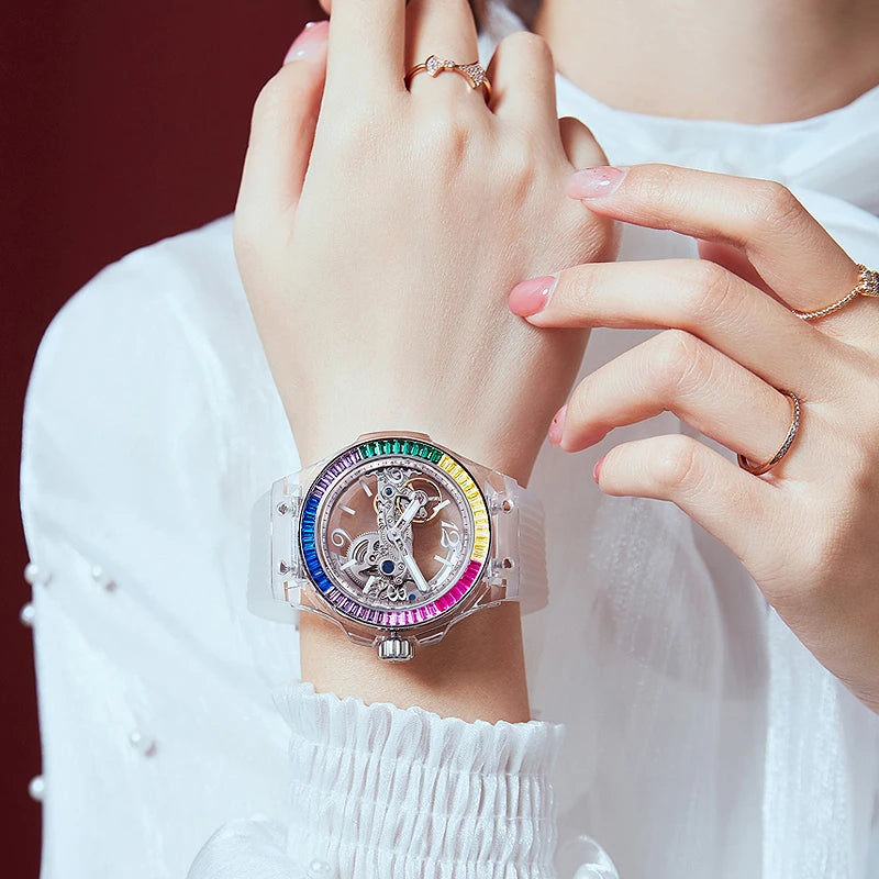 Silicone Band Diamond Inlaid Watch — Black | KIMLUD