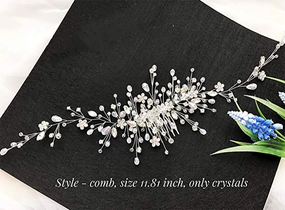 KIMLUD, Vintage Rose gold Silver Wedding Accessories bridal headwear Shiny Crystal Hair comb Elegant banquet for women, China / Silver, KIMLUD Women's Clothes