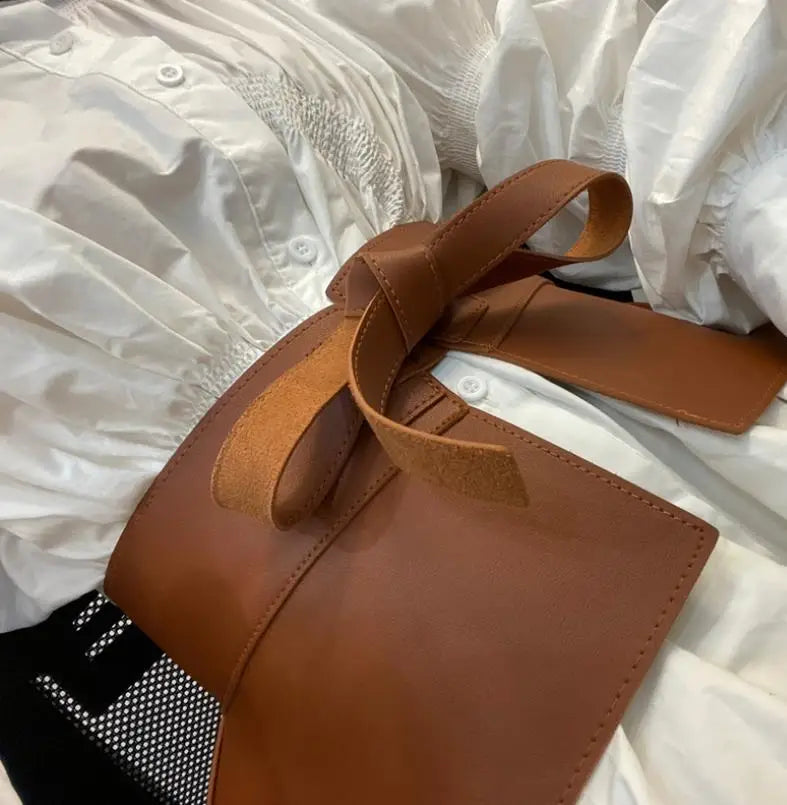 Cummerbund Belt – Wide Waistband – PU Leather | KIMLUD