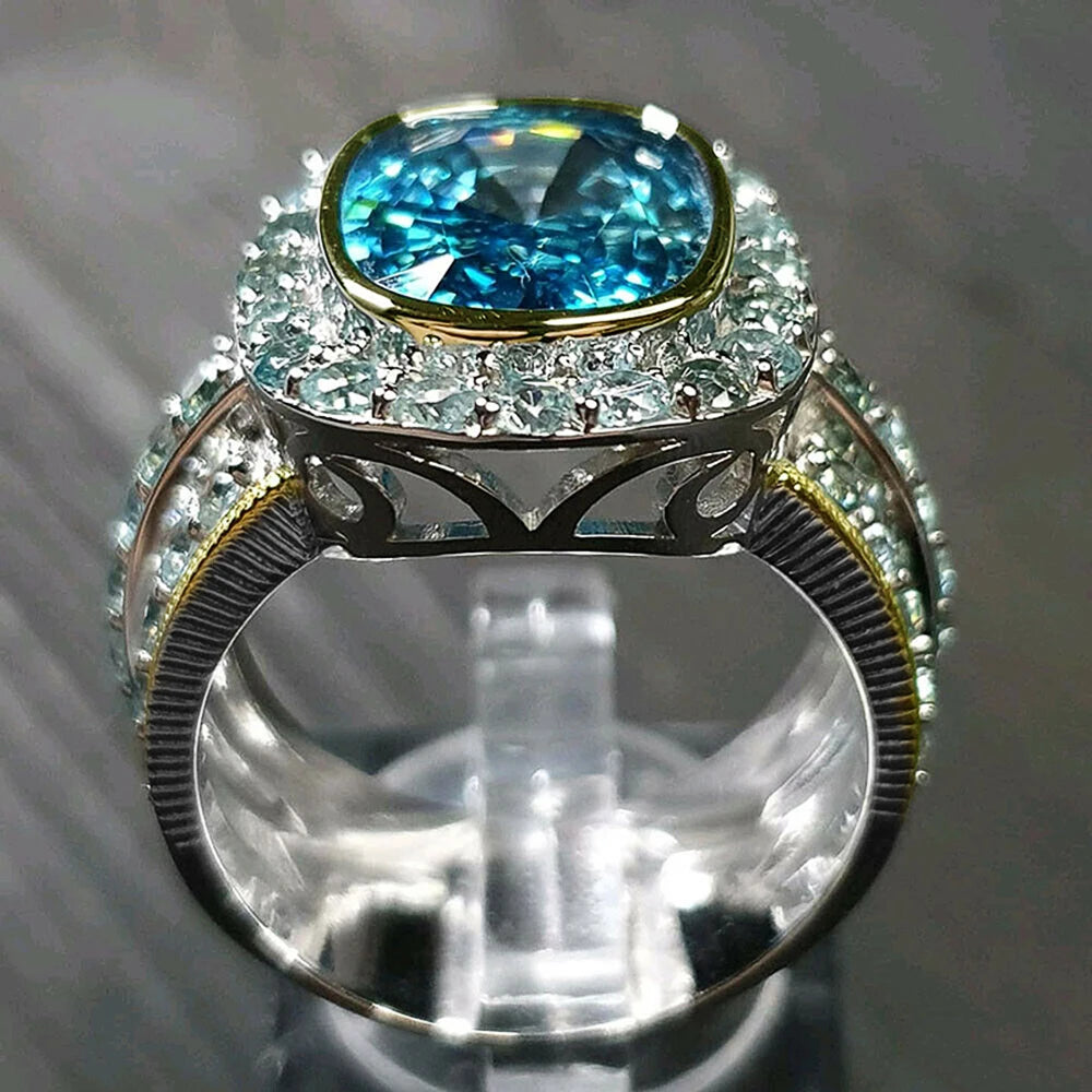 Oval Shaped Women Ring - Full Paved CZ - Brass | KIMLUD