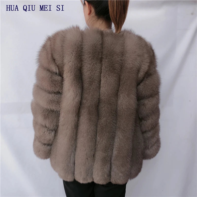 Women's clothing fur coat  red fox coat vertical stripe silver fox red fox fur coat  fox fur coat women's natural fur coat coat