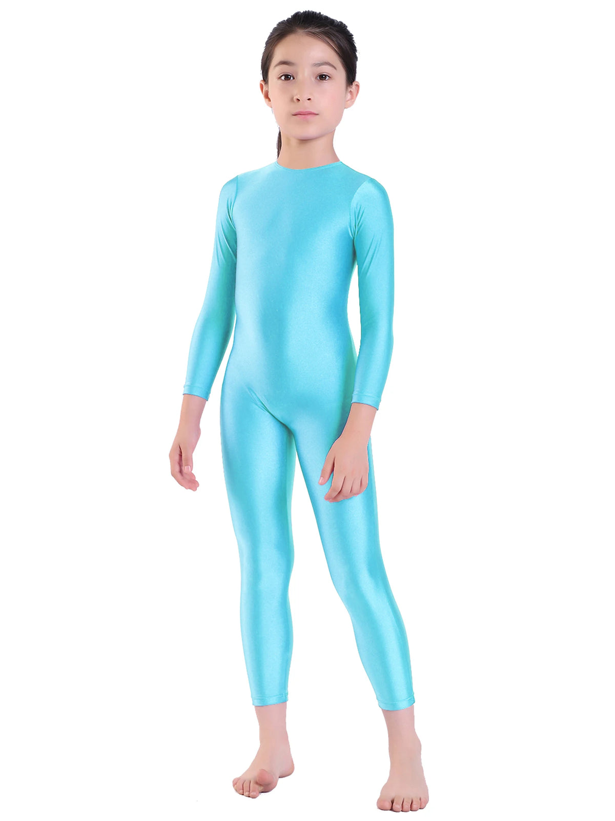 Kids Unitard – Long Sleeve – Nylon Spandex – Black | KIMLUD
