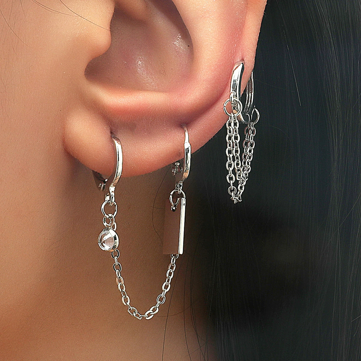 Instagram Fashion Chain Ear Clip Hip-Hop Asymmetric Circle