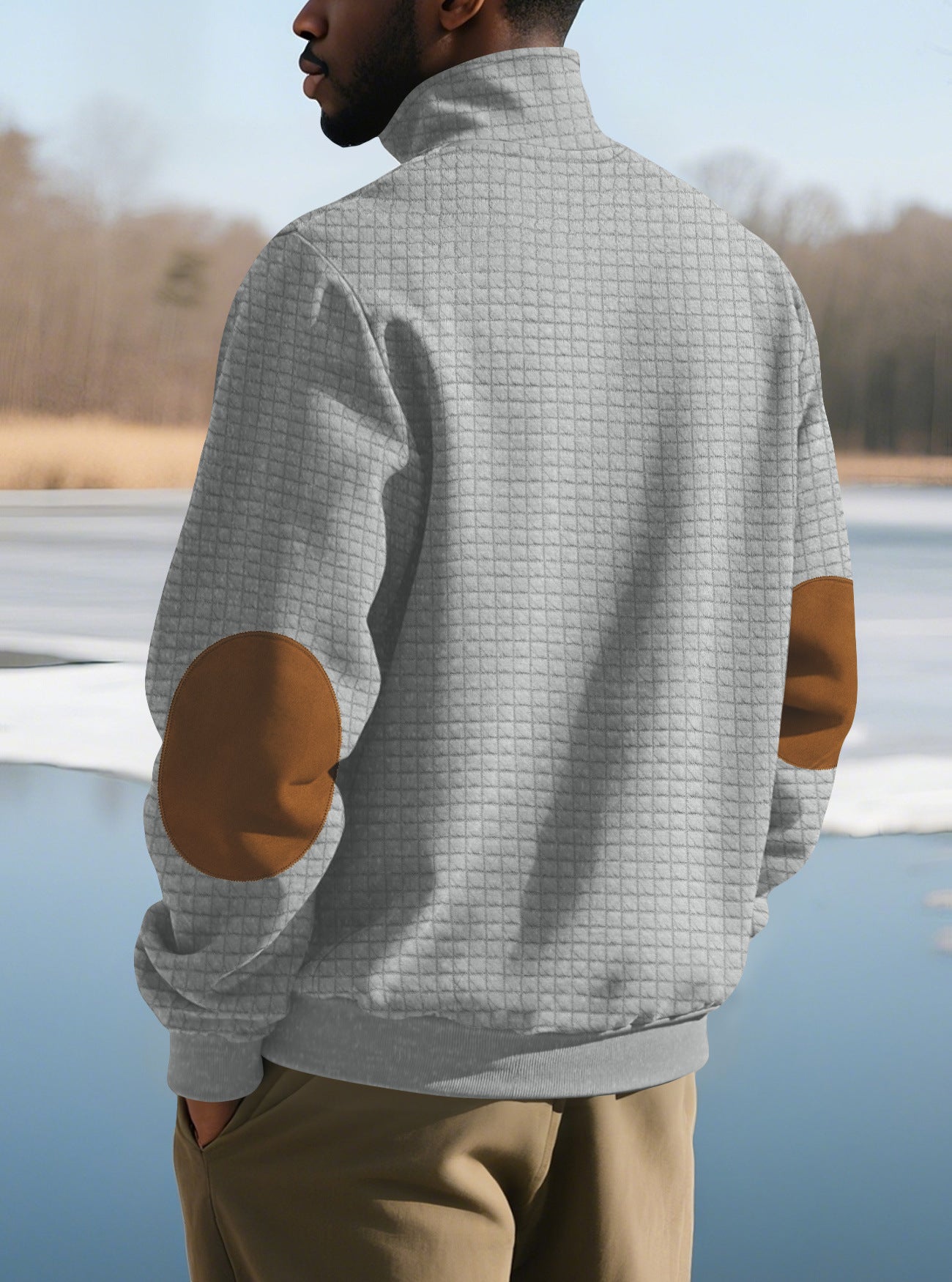 Quilted Zip-Up Sweatshirt For Autumn And Winter — Navy | KIMLUD