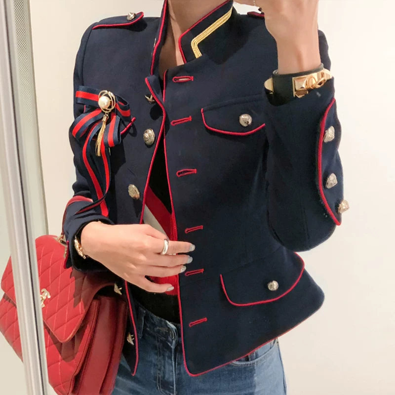 Women's Korean-Style Short Coat for Autumn and Winter Stand-up Collar Slim Fit