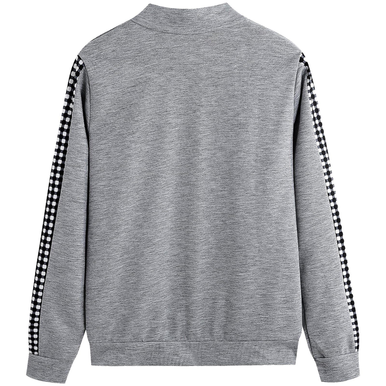 Polyester Stretch Suit Set Plaid Zip Up Tailored Long — Gray | KIMLUD