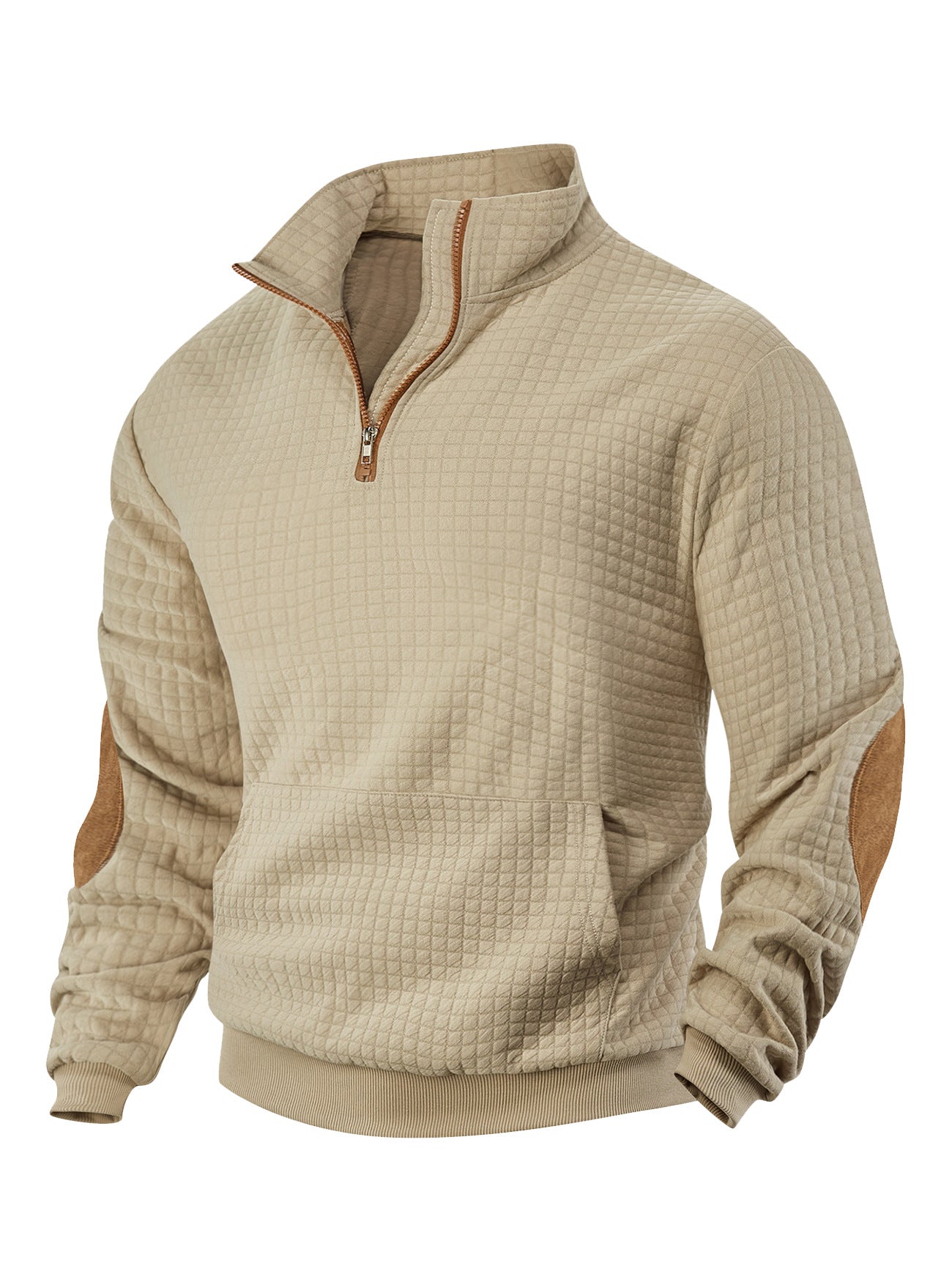 Quilted Zip-Up Sweatshirt For Autumn And Winter — Navy | KIMLUD
