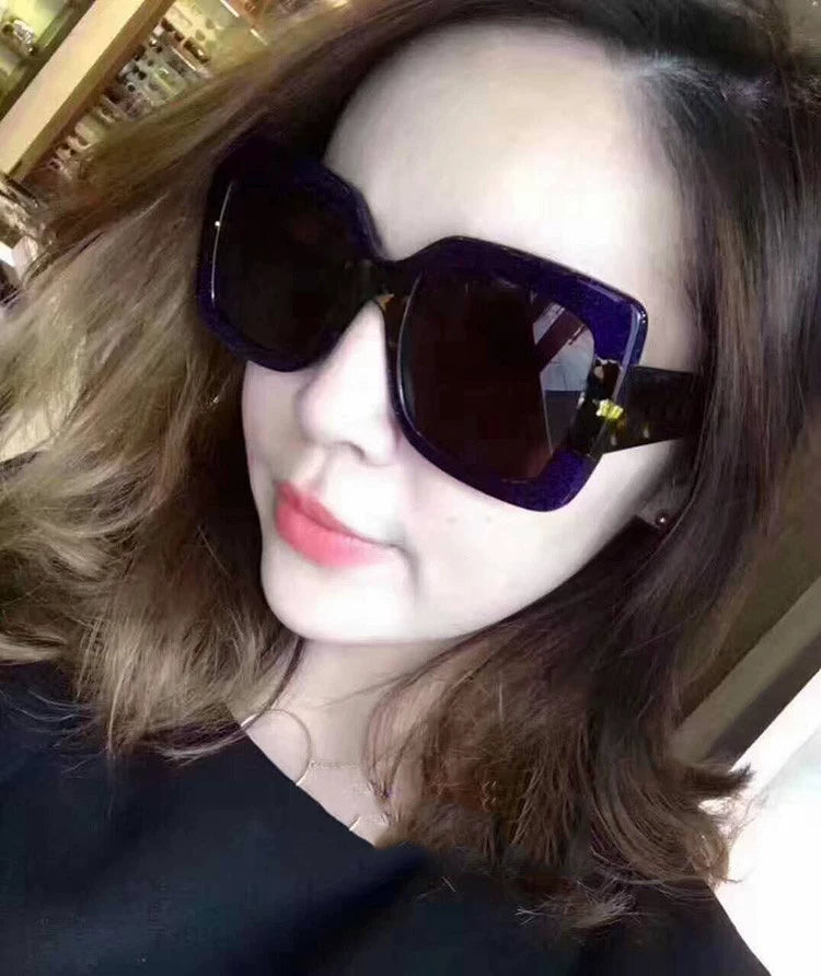 Oversized Square Frame European and American Style Big Rim round Face Women's Myopic Sunglasses Color Matching Square Sunglasses Driving Sunglasses