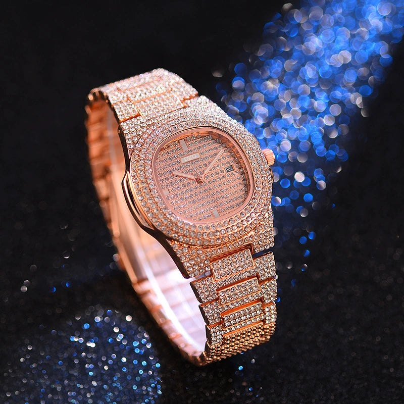 Export Trendy Rhinestone Hip Hop Rap Gypsophila Watch