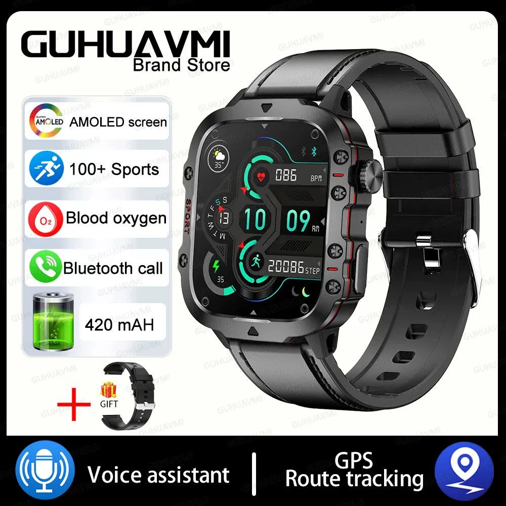 2024New Rugged Military Fitness Smart Watch Men For Android