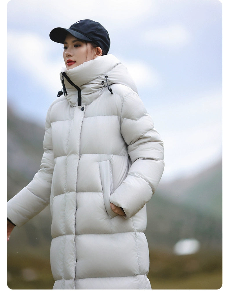 3,000 Camp New arrival 95 White Duck Down Small thickened Heattech Over Knee Mid Length Long Length Extreme Cold Down jacket Female Winter
