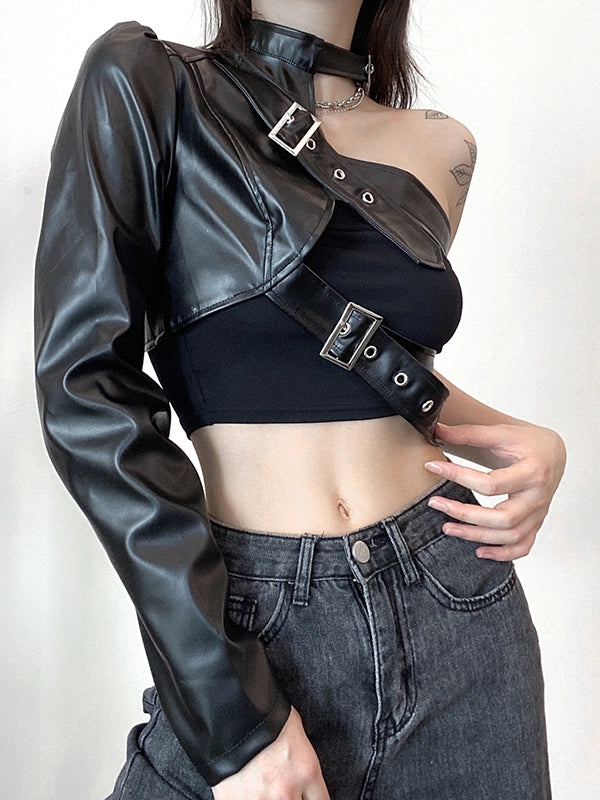 European and American Women's Clothing Piku Ins-Style One-Shoulder Jacket