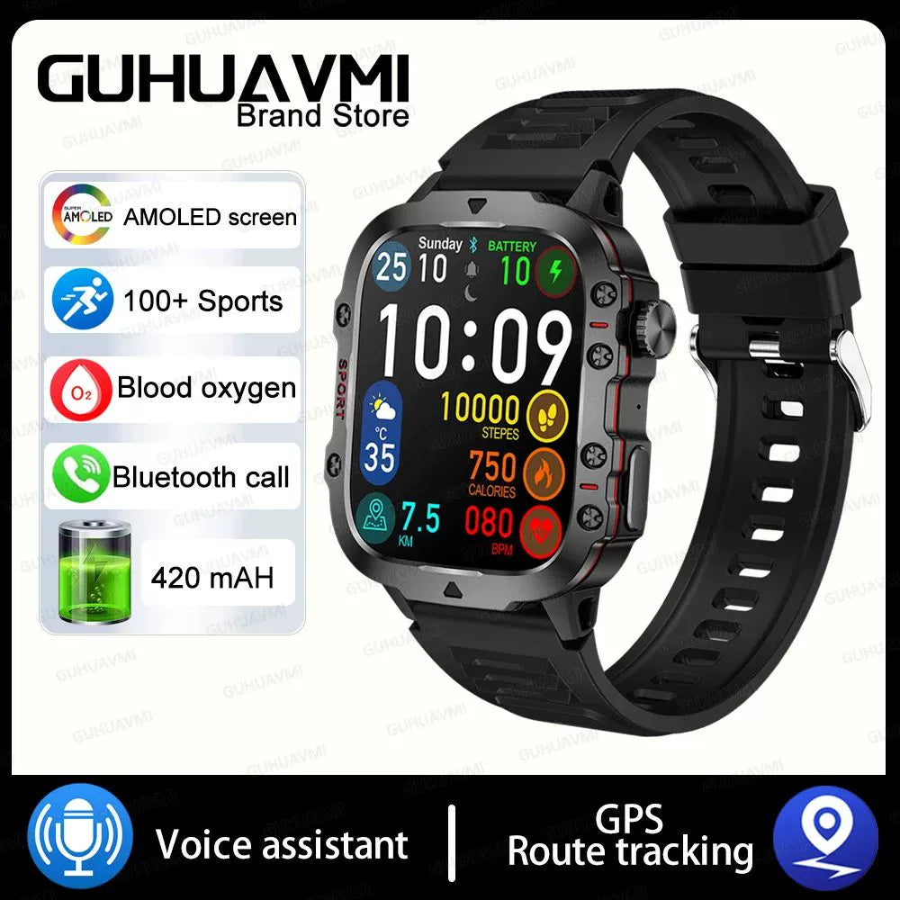 2024New Rugged Military Fitness Smart Watch Men For Android