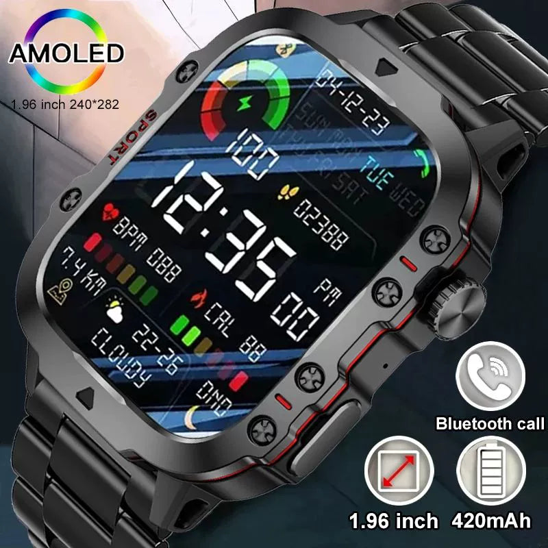 2024New Rugged Military Fitness Smart Watch Men For Android