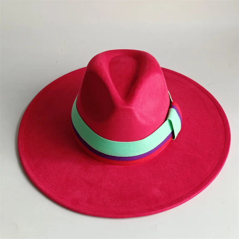 Suede Fedora Hat Wide Brim — Grayish Brown | KIMLUD