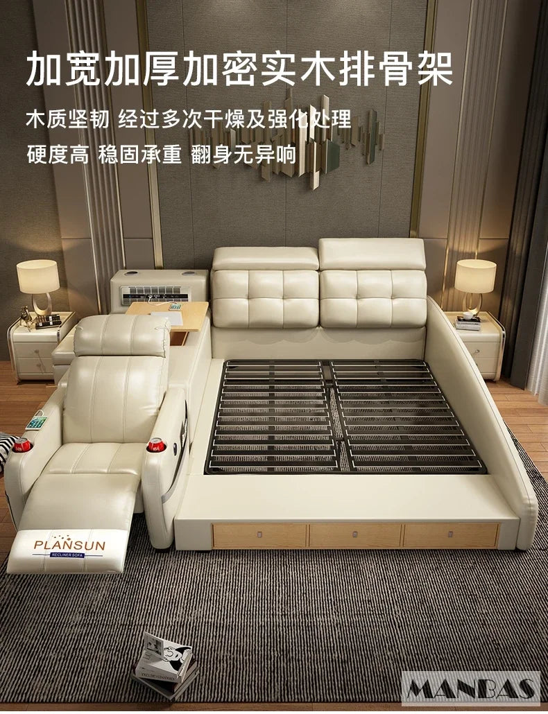 Genuine Leather Massage Bed Bluetooth Speaker — Chocolate Brown | KIMLUD