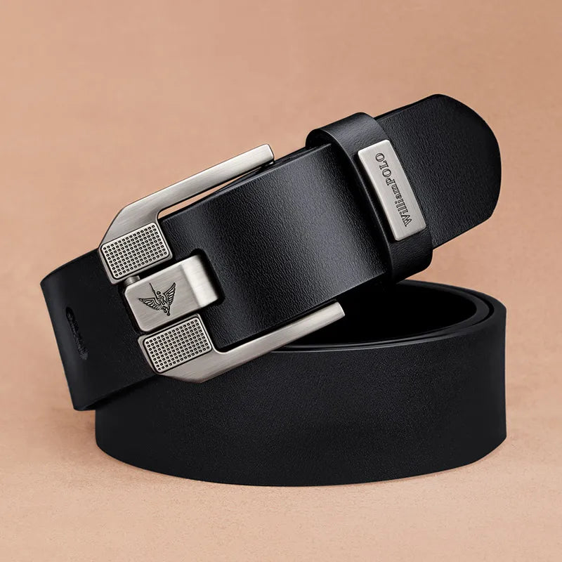 Cowhide Leather Belt With Needle Buckle — Dark Brown | KIMLUD