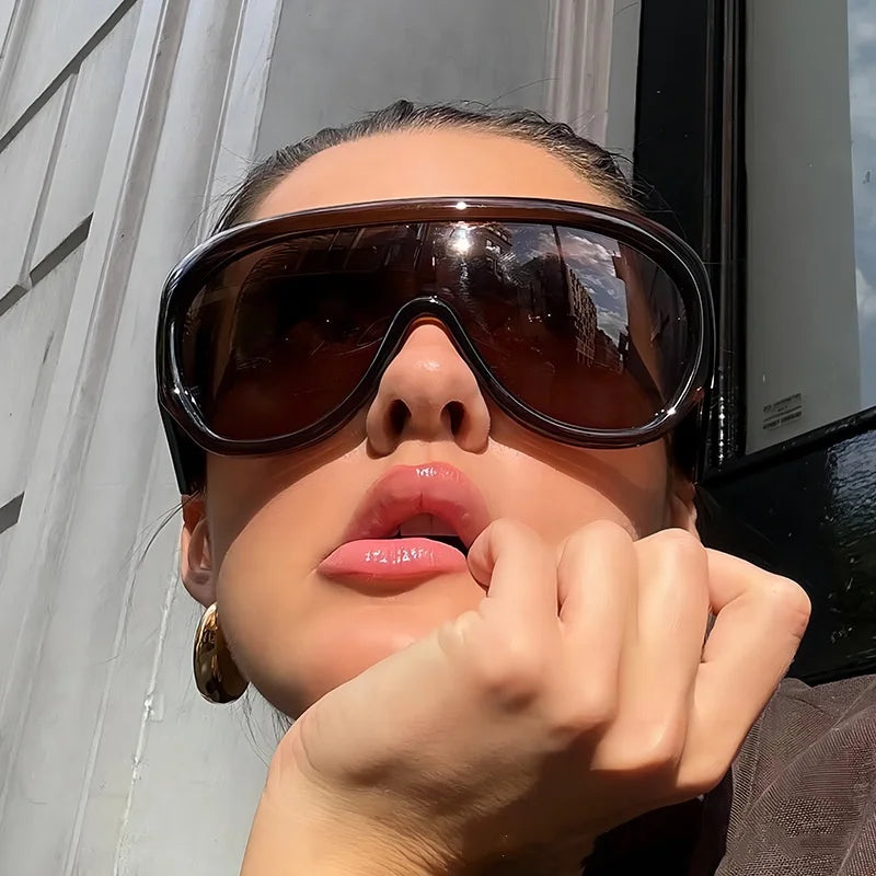 Retro Big Frame Sunglasses Square Pilot — Tea Color | KIMLUD