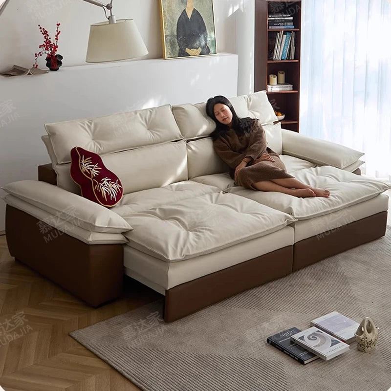 Minimalist L-Shaped Sofa With Multifunctional Design — Cream White | KIMLUD