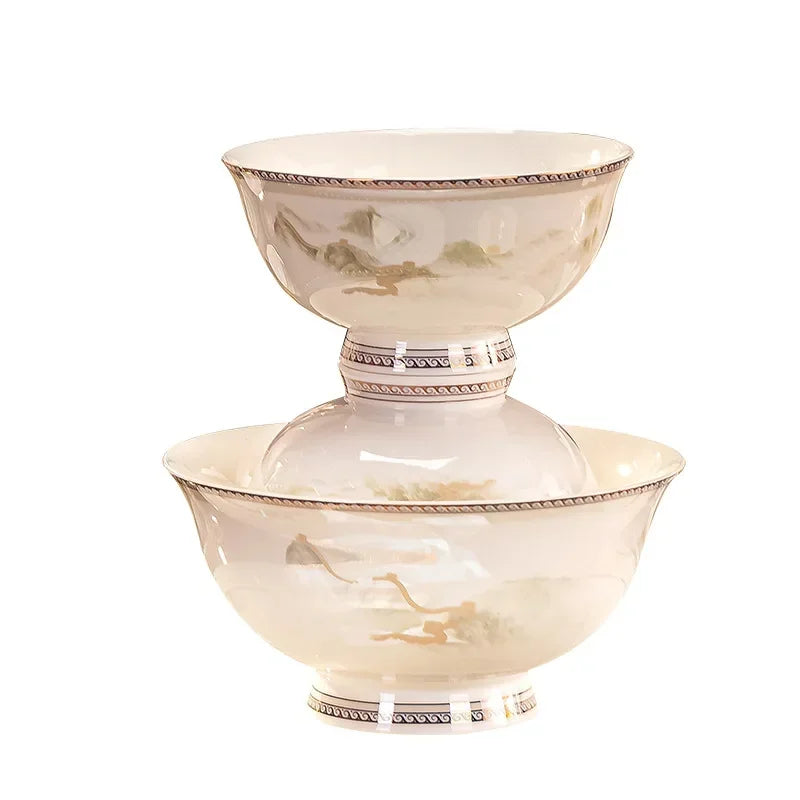 Bone China Dinnerware Set Jingdezhen Bowls And Plates — Ivory | KIMLUD