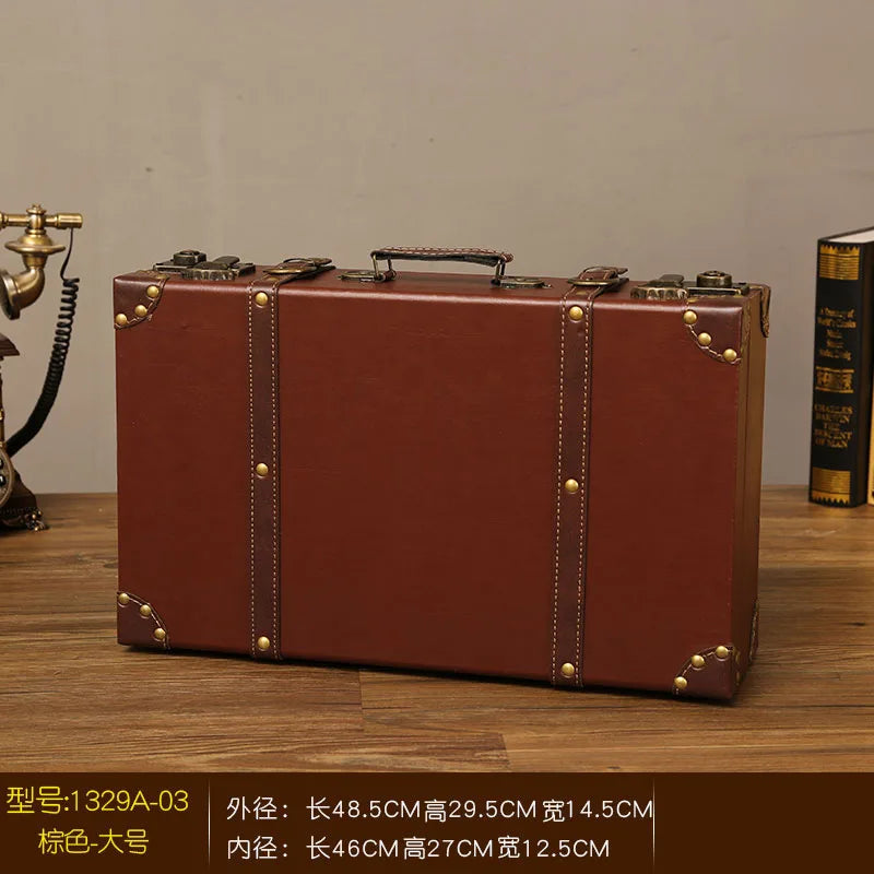 Luxurious Vintage Trunk Suitcases Leather — Brown | KIMLUD