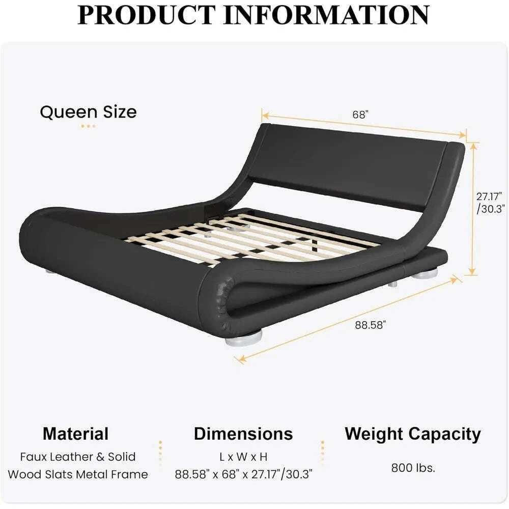 queen-size-bed-frame-with-faux-leather-ergonomics-headboard-no-box-spring-needed-easy-assembly-queen-size-bed-framekimlud-womens-fashion-34622264