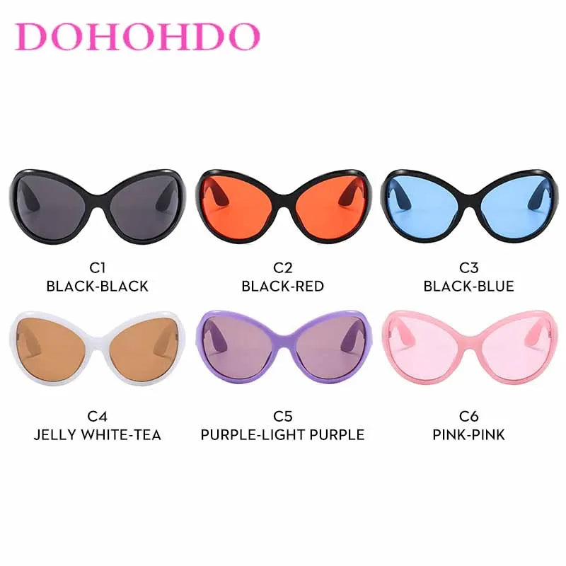 Oversized Oval Sunglasses Y2K Punk — Black | KIMLUD
