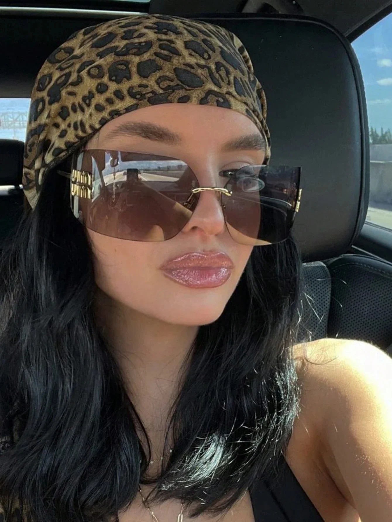 Retro Square Fashion Glasses Unisex Frameless 1 Pair Large Lens Multifunctional Beach Vacation Travel Accessory Stylish Eyewear