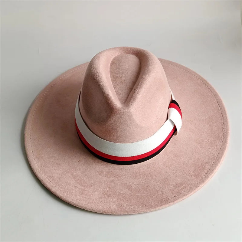 Suede Fedora Hat Wide Brim — Grayish Brown | KIMLUD