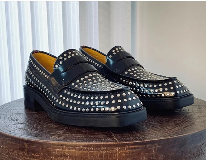 Genuine Leather Solid Loafer Shoes — Black | KIMLUD