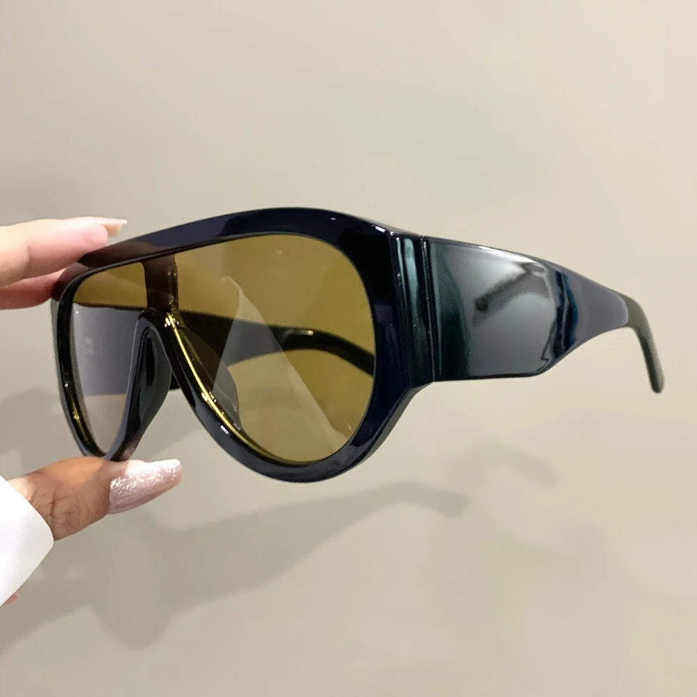 Sunglasses Oversized Aviator Polycarbonate — Black | KIMLUD