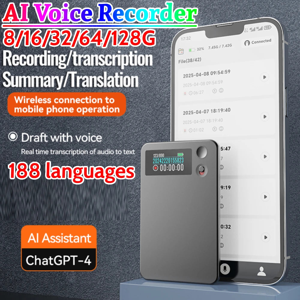 KIMLUD, ChatGPT AI Voice Recorder APP Control AI Record Translation Device LED Indicator Intelligent Voice Recorder for Business Travel, KIMLUD Womens Clothes
