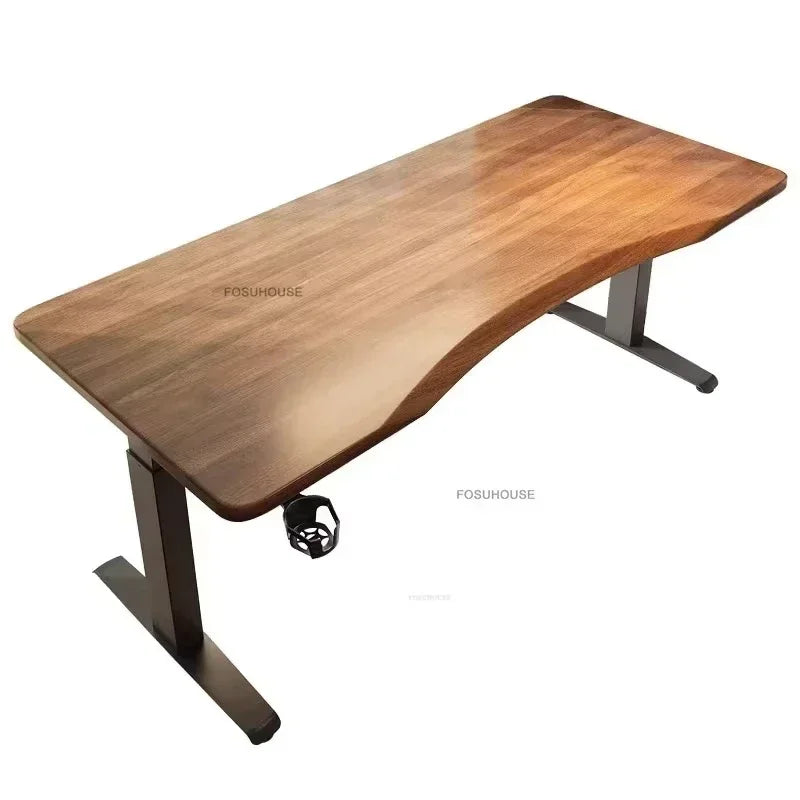 Nordic Pine Wood Standing Desk Electric Lift With Quiet Motor And Cable Management — Natural Pine | KIMLUD