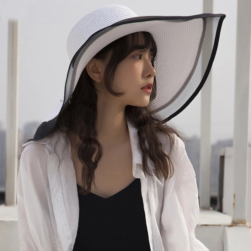 Elegant Wide Brim Straw Solid Sun Hat — Natural | KIMLUD