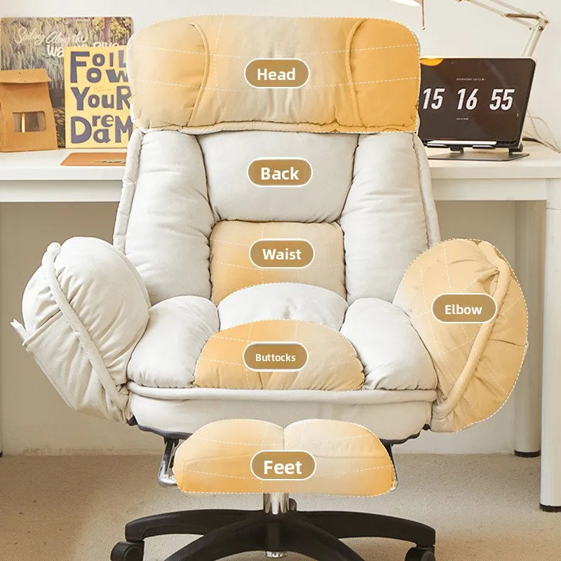 Ergonomic Plush Microfiber Office Chair With Backrest — Dove Gray | KIMLUD