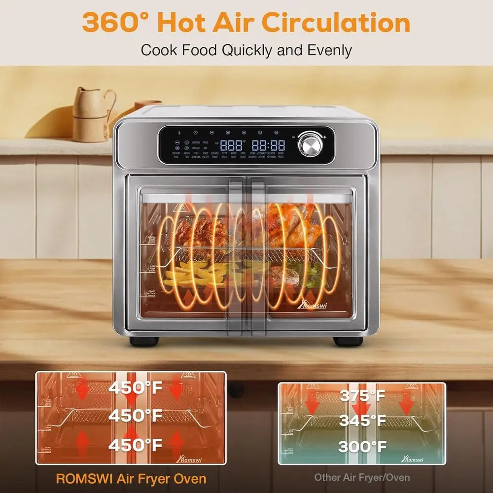 Stainless Steel Air Fryer Toaster Oven 24 Functions — Stainless Steel | KIMLUD