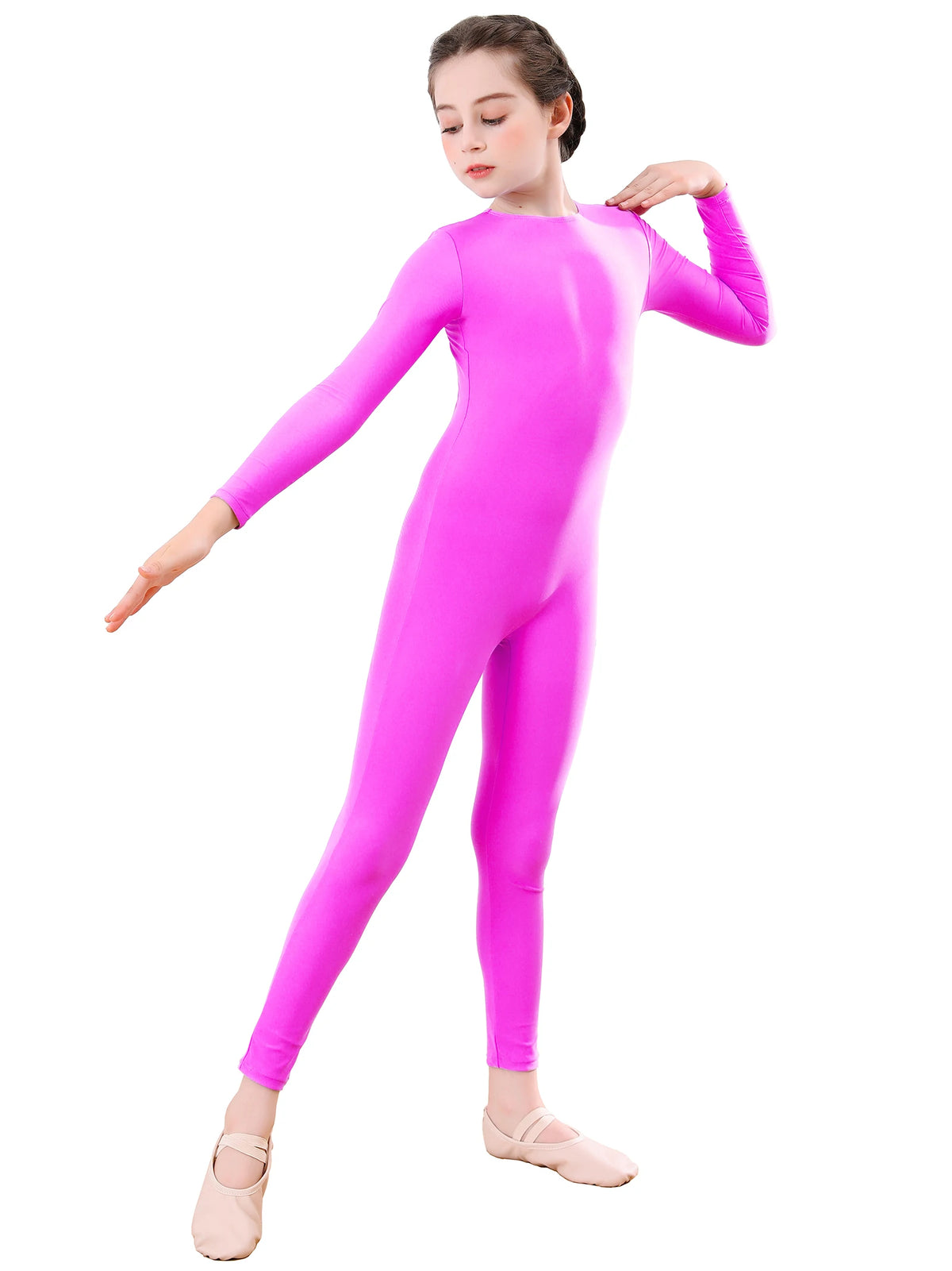 Kids Unitard – Long Sleeve – Nylon Spandex – Black | KIMLUD