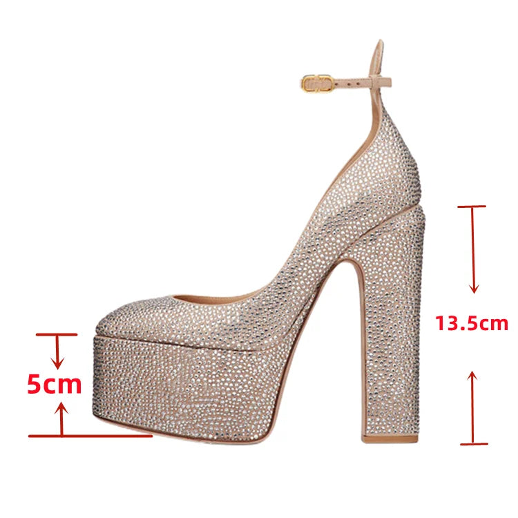 New Brand Women&#39;s Shoes Super High Heel Party Fashion Thick Sole Leather Shoes Bridal Shoes Wedding Party Shoes Women Summer