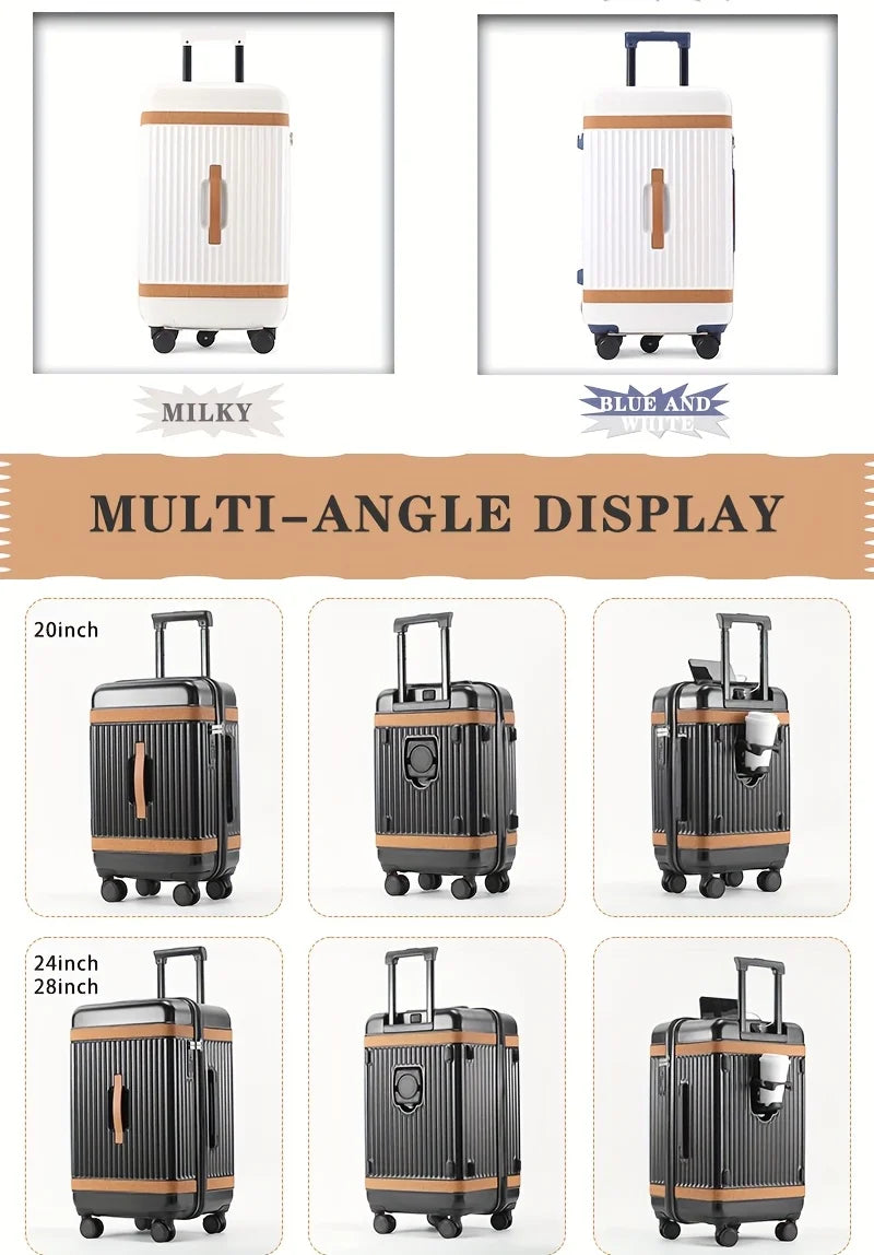 Hardshell ABS+PC Suitcase Large-Capacity With USB Port — White | KIMLUD
