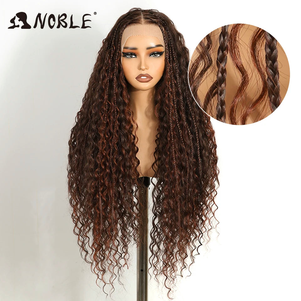Box Braided Lace Wig - Twist Braided Style - Swiss Lace - Medium Brown | KIMLUD