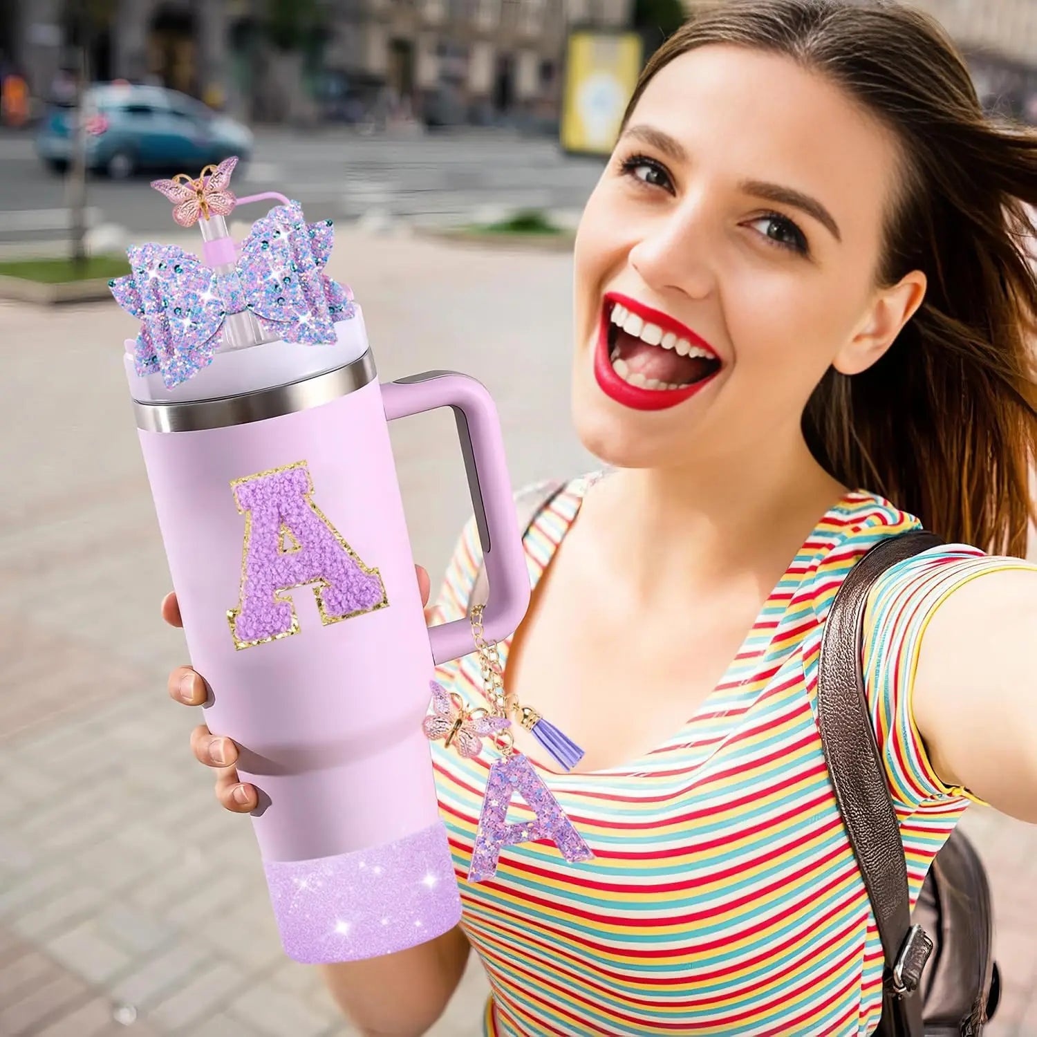 8pcs Cup Accessories Set 30oz 40oz tumbler Straw Topper Cover, Boot, Spill Proof Stoppers, Handle Charms Sticker for Stanley Cup