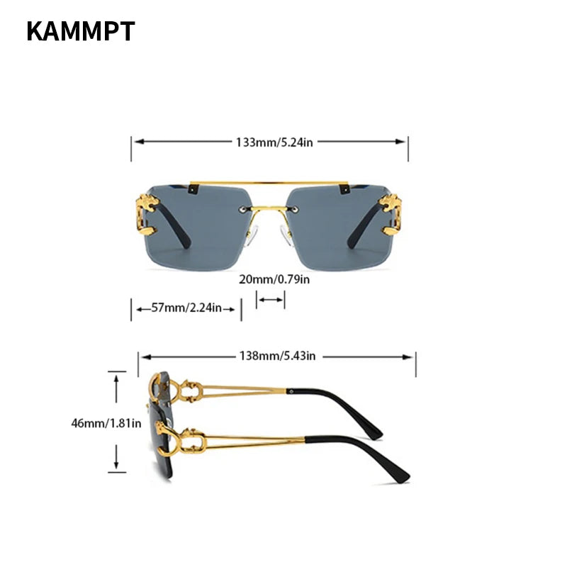 Rimless Sunglasses Oversized Square — Blue Gradient | KIMLUD